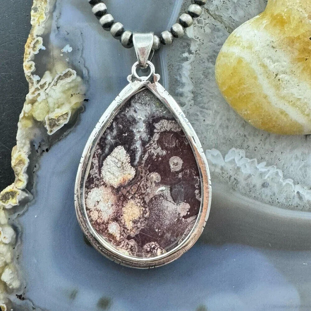 Sterling Silver Southwestern Style Large Teardrop Sunflower Jasper Uni Pendant